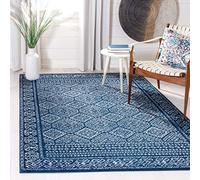 SAFAVIEH Tapis Boho pour Salon, Salle à Manger, Chambre à Coucher - Tulum Collection, Tapis à Poil Court, Marine et Ivoire, 160 X 229 cm