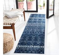 Safavieh Tapis Boho pour Salon, Salle à Manger, Chambre à Coucher - Tulum Collection, Tapis à Poil Court, Marine et Ivoire, 91 X 152 cm