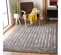 SAFAVIEH Tapis Boho Pour Salon, Salle à manger, Chambre à coucher - Tulum Collection, Tapis à poil court, Gris foncé et Ivoire, 160 X 229 cm