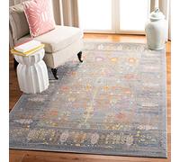 SAFAVIEH Tapis Boho Pour Salon, Salle à manger, Chambre à coucher - Valencia Collection, Tapis à poil court, Gris et Multi, 152 X 244 cm