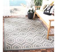 SAFAVIEH Tapis Contemporain Pour Intérieur et extérieur - Courtyard Collection, Tapis à poil court, Anthracite et beige, 122 X 170 cm