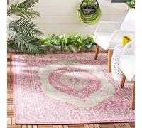 SAFAVIEH Tapis Contemporain Pour Salon, Salle à manger, Chambre à coucher - Courtyard Collection, Tapis à poil court, Gris clair et Fuchsia, 79 X 152 cm