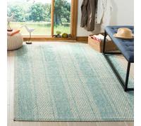 SAFAVIEH Tapis Contemporain Pour Salon, Salle à manger, Chambre à coucher - Courtyard Collection, Tapis à poil court, Gris clair et aqua, 122 X 170 cm