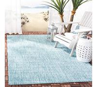 SAFAVIEH Tapis Contemporain Pour Salon, Salle à manger, Chambre à coucher - Courtyard Collection, Tapis à poil court, Aqua foncé et Aqua clair, 122 X 170 cm