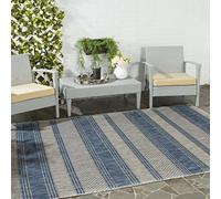 SAFAVIEH Tapis Contemporain Pour Salon, Salle à manger, Chambre à coucher - Courtyard Collection, Tapis à poil court, Gris et Marine, 79 X 152 cm