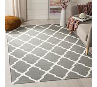 SAFAVIEH Tapis Contemporain Pour Salon, Salle à manger, Chambre à coucher - Dhurrie Collection, Tapis à poil court, Gris et Ivoire, 183 X 274 cm
