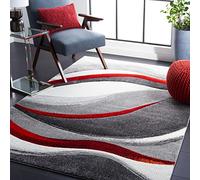 Safavieh Tapis Contemporain pour Salon, Salle à Manger, Chambre à Coucher - Hollywood Collection, Tapis à Poil Court, Gris et Rouge, 122 X 183 cm