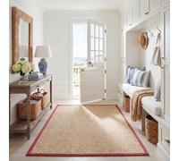 SAFAVIEH Tapis en Fibres Naturelles Salon, Salle à Manger, Chambre à Coucher - Natural Fiber Collection, Tapis à Poil Court, Rouge Bourgogne, 122 X 183 cm