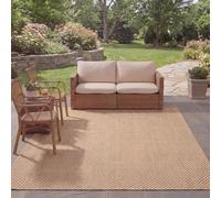 Safavieh Tapis Géométrique Intérieur et extérieur - Courtyard Collection, Tapis à Poil Court, Beige, 201 X 290 cm
