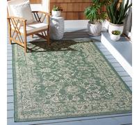 Safavieh Tapis Géométrique pour - Imperméable à l'eau - Intérieur et extérieur - Courtyard Collection, Tapis à Poil Court, Vert et Beige, 120 x 180 cm