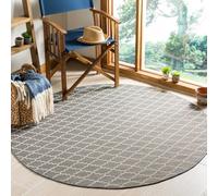 SAFAVIEH Tapis Géométrique pour - Imperméable à l'eau - Intérieur et extérieur - Courtyard Collection, Tapis à poil court, Anthracite et beige, 160 X 160 cm