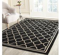 SAFAVIEH Tapis Géométrique pour - Imperméable à l'eau - Salon, Salle à manger, Chambre à coucher - Courtyard Collection, Tapis à poil court, Noir et beige, 160 X 231 cm