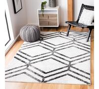 Safavieh Tapis géométrique pour Salon, Salle à Manger, Chambre à Coucher - Adirondack Collection, Tapis à Poil Court, Ivoire et Anthracite, 122 X 183 cm