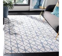 Safavieh Tapis géométrique pour Salon, Salle à Manger, Chambre à Coucher - Amelia Collection, Tapis à Poil Court, Gris et Bleu, 122 X 183 cm