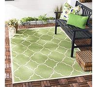 Safavieh Tapis géométrique pour Salon, Salle à Manger, Chambre à Coucher - Beachhouse Collection, Tapis à Poil Court, Olive et crème, 79 X 152 cm