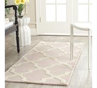 SAFAVIEH Tapis géométrique pour Salon, Salle à manger, Chambre à coucher - Cambridge Collection, Tapis à poil court, Rose clair et ivoire, 76 X 244 cm