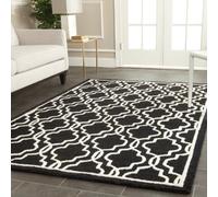 SAFAVIEH Tapis géométrique pour Salon, Salle à manger, Chambre à coucher - Cambridge Collection, Tapis à poil court, Noir et Ivoire, 122 X 183 cm