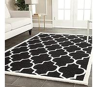 SAFAVIEH Tapis géométrique pour Salon, Salle à manger, Chambre à coucher - Cambridge Collection, Tapis à poil court, Noir et Ivoire, 244 X 305 cm