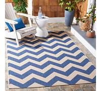 SAFAVIEH Tapis géométrique pour Salon, Salle à manger, Chambre à coucher - Courtyard Collection, Tapis à poil court, Bleu et beige, 122 X 170 cm