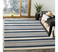 SAFAVIEH Tapis géométrique pour Salon, Salle à manger, Chambre à coucher - Courtyard Collection, Tapis à poil court, Marine et beige, 160 X 231 cm