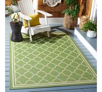 SAFAVIEH Tapis géométrique pour Salon, Salle à manger, Chambre à coucher - Courtyard Collection, Tapis à poil court, Vert et beige, 122 X 170 cm