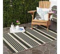 SAFAVIEH Tapis géométrique pour Salon, Salle à manger, Chambre à coucher - Courtyard Collection, Tapis à poil court, Noir et os, 79 X 152 cm