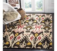 SAFAVIEH Tapis géométrique pour Salon, Salle à Manger, Chambre à Coucher - Ikat Collection, Tapis à Poil Court, Beige et Marron, 183 X 274 cm