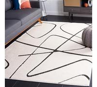 Safavieh Tapis Géométrique pour Salon, Salle à Manger, Chambre à Coucher - Melody Collection, Tapis à Poil Court, Ivoire et Noir, 152 x 229 cm