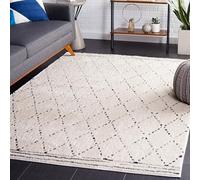 Safavieh Tapis Géométrique pour Salon, Salle à Manger, Chambre à Coucher - Melody Collection, Tapis à Poil Court, Ivoire et Bleu, 91 x 152 cm