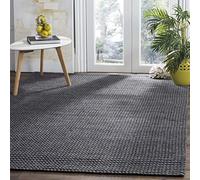 SAFAVIEH Tapis géométrique pour Salon, Salle à Manger, Chambre à Coucher - Natura Collection, Tapis à Poil Court, Gris et Noir, 122 X 122 cm