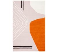 SAFAVIEH Tapis Géométrique pour Salon, Salle à Manger, Chambre à Coucher - Rodeo Drive Collection, Poils Moyens, Ivoire et Rose Clair, 61 X 91 cm