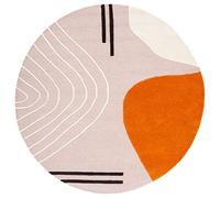SAFAVIEH Tapis Géométrique pour Salon, Salle à Manger, Chambre à Coucher - Rodeo Drive Collection, Poils Moyens, Ivoire et Rose Clair, 122 X 122 cm
