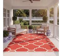 SAFAVIEH Tapis Géométrique Salon, Salle à manger, Chambre à coucher - Courtyard Collection, Tapis à poil court, Rouge, 201 X 290 cm