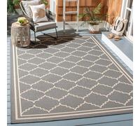 SAFAVIEH Tapis Géométrique Salon, Salle à manger, Chambre à coucher - Courtyard Collection, Tapis à poil court, Gris et beige, 160 X 231 cm