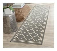 SAFAVIEH Tapis Géométrique Salon, Salle à manger, Chambre à coucher - Courtyard Collection, Tapis à poil court, Gris et beige, 69 X 244 cm