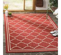 SAFAVIEH Tapis Géométrique Salon, Salle à manger, Chambre à coucher - Courtyard Collection, Tapis à poil court, Rouge et beige, 160 X 231 cm