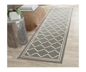 SAFAVIEH Tapis Géométrique Salon, Salle à manger, Chambre à coucher - Courtyard Collection, Tapis à poil court, Gris et beige, 69 X 244 cm