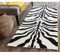SAFAVIEH Tapis Imprimé Animalier Salon, Salle à manger, Chambre à coucher - Cambridge Collection, Tapis à poil court, Ivoire et noir, 76 X 244 cm