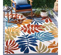 Safavieh Tapis Moderne Intérieur et extérieur - Cabana Collection, Tapis à Poil Court, Crème et Rouge, 120 x 120 cm