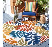 SAFAVIEH Tapis Moderne Intérieur et extérieur - Cabana Collection, Tapis à Poil Court, Crème et Rouge, 160 X 160 cm