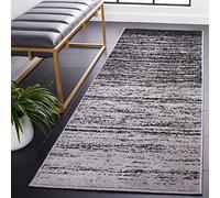 SAFAVIEH Tapis Moderne pour Salon, Salle à Manger, Chambre à Coucher - Adirondack Collection, Tapis à Poil Court, Argent et Noir, 80 X 180 cm