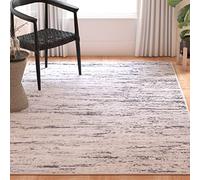 Safavieh Tapis Moderne pour Salon, Salle à Manger, Chambre à Coucher - Amelia Collection, Tapis à Poil Court, Gris et Marine, 91 X 91 cm