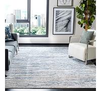 Safavieh Tapis Moderne pour Salon, Salle à Manger, Chambre à Coucher - Amelia Collection, Tapis à Poil Court, Ivoire et Bleu, 91 X 91 cm