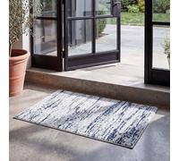 Safavieh Tapis Moderne pour Salon, Salle à Manger, Chambre à Coucher - Amelia Collection, Tapis à Poil Court, Gris et Marine, 76 X 122 cm
