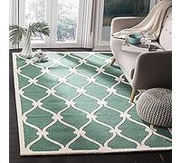 SAFAVIEH Tapis Moderne Pour Salon, Salle à manger, Chambre à coucher - Cambridge Collection, Tapis à poil court, Sarcelle et Ivoire, 122 X 183 cm