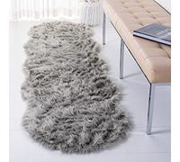 SAFAVIEH Tapis Moderne Pour Salon, Salle à manger, Chambre à coucher - Faux Fur Collection, Tapis à poil long, Gris, 76 X 244 cm