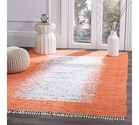 SAFAVIEH Tapis Moderne Pour Salon, Salle à manger, Chambre à coucher - Montauk Collection, Tapis à poil court, Ivoire et Orange, 152 X 244 cm