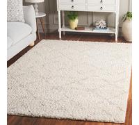 Safavieh Tapis Shag pour Salon, Salle à Manger, Chambre à Coucher - Arizona Shag Collection, Tapis à Poil Court, Ivoire et Beige, 91 X 152 cm
