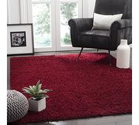 Safavieh Tapis Shag pour Salon, Salle à Manger, Chambre à Coucher - Athens Shag Collection, Tapis à Poil Long, Rouge, 122 X 183 cm