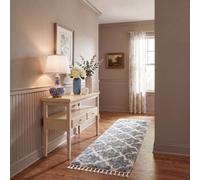 SAFAVIEH Tapis Shag Pour Salon, Salle à manger, Chambre à coucher - Berber Fringe Shag Collection, Tapis à poil court, Gris et crème, 61 X 244 cm